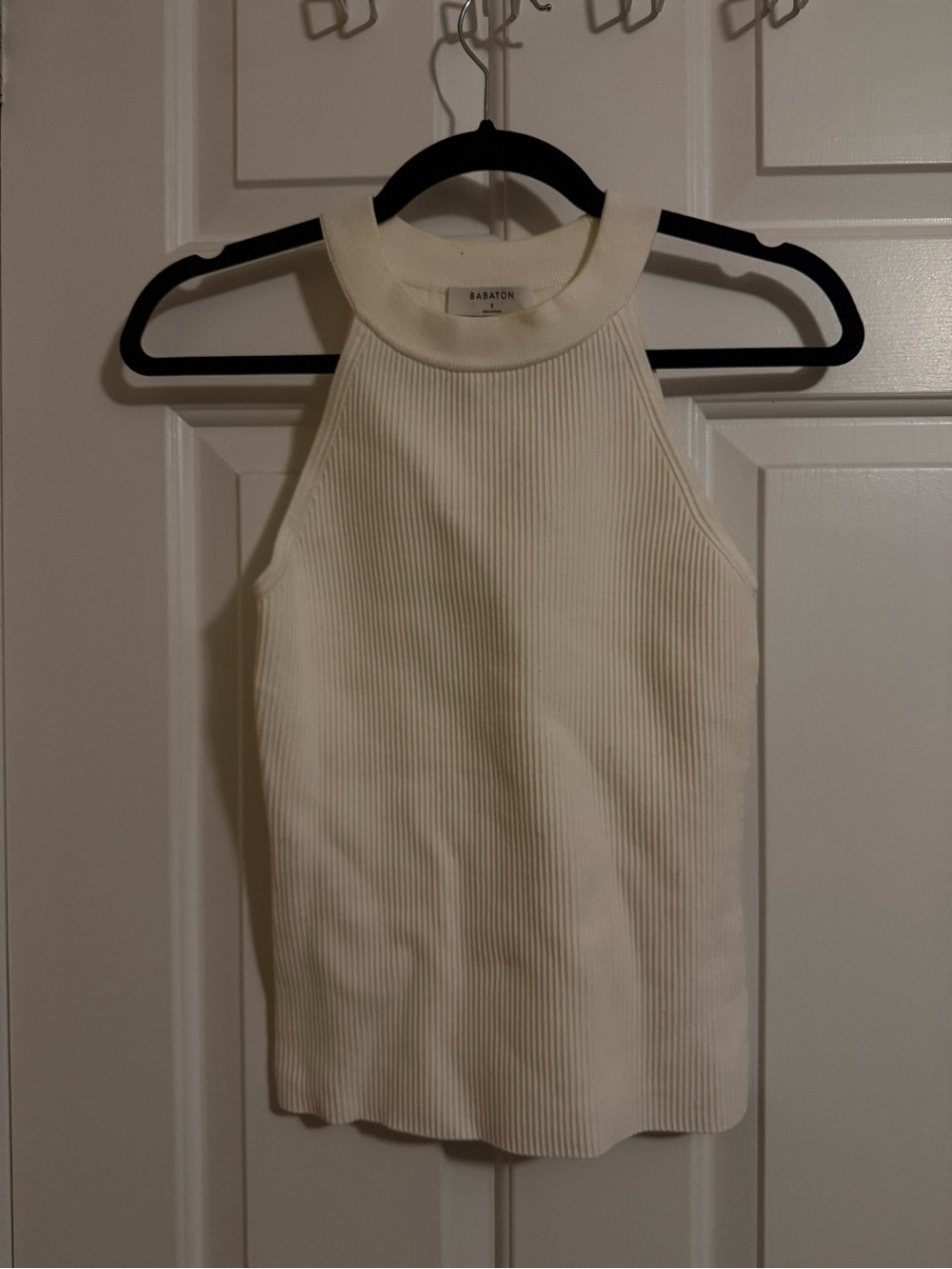 Babaton Cream Ribbed Halter Tank Top - NWT